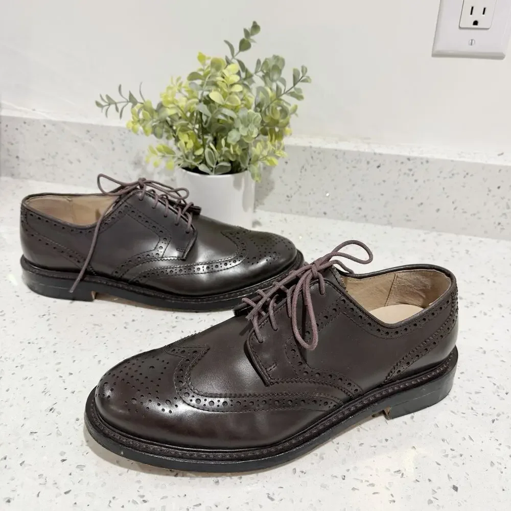 J. crew Preston Leather Wing Tips Dress Shoes Brown Leather Size 8.5 Business